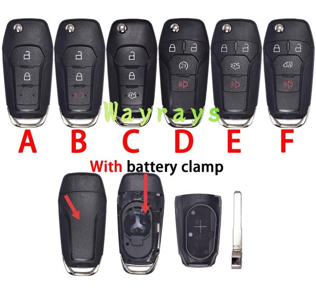 [with battery clamp] For Ford key shell with HU101 blade   without logo