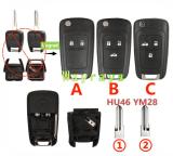 [With battery clamp] For Chevrolet modified key shell with round logo place