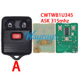 For Ford CWTWB1U345 ASK 315mhz 2+1/3+1 button remote key