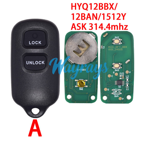 For Toyota HYQ12BBX/12BAN/1512Y ASK 314.4mhz 2+1/3+1 button remote key