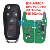 For Ford N5F-A08TDA ID49 chip PCF7945F/HITAG Pro with FSK 902mhz 3+1 button remote key