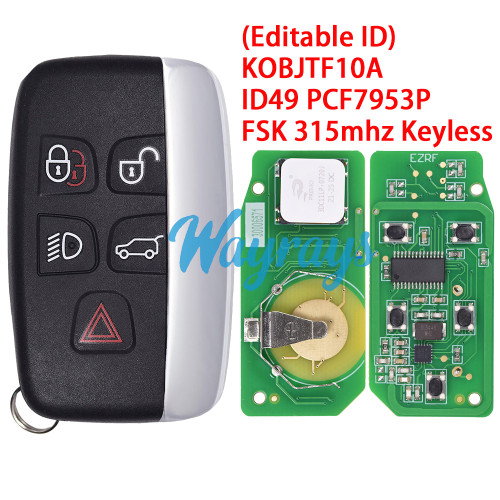 (Editable ID) For Landrover KOBJTF10A ID49 chip PCF7953P with FSK 315mhz keyless 4+1 button remote key