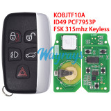 For Landrover KOBJTF10A ID49 chip PCF7953P with FSK 315mhz keyless 4+1 button remote key