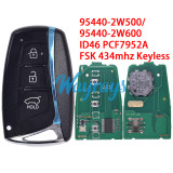 For Hyundai 95440-2W500/95440-2W600 ID46 chip PCF7952A with FSK 434mhz keyless 3 button remote key