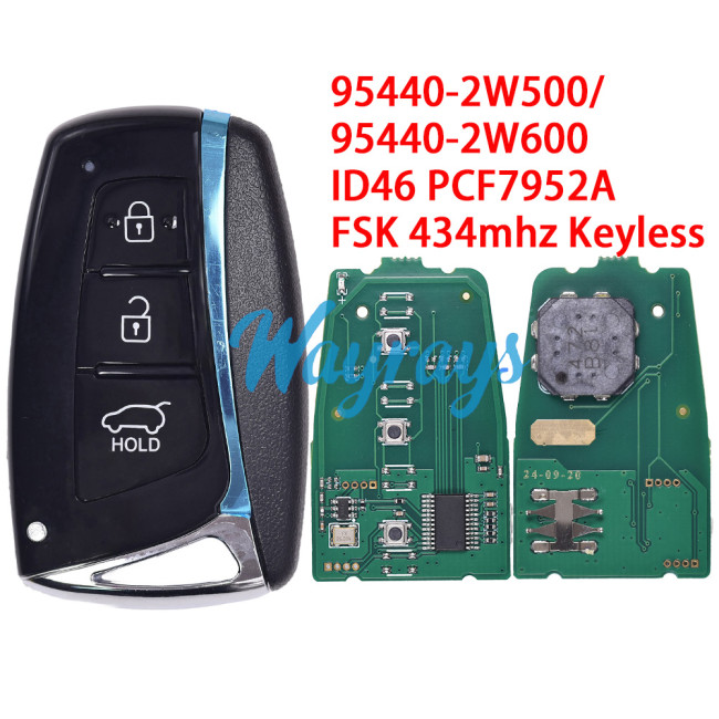 For Hyundai 95440-2W500/95440-2W600 ID46 chip PCF7952A with FSK 434mhz keyless 3 button remote key