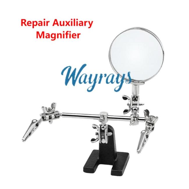 60mm  Third Hand  Soldering Aid with Clips and Magnifying Glass — For Circuit Board Repair