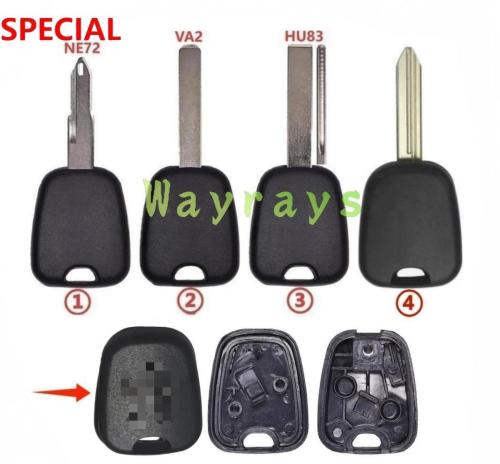 For Peugeot transponder key shell with OEM logo place