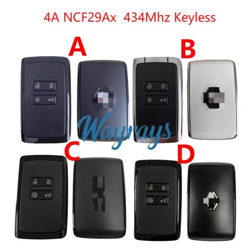 Original for Renault 4A chip NCF29Ax with 434mhz keyless 4 button remote key