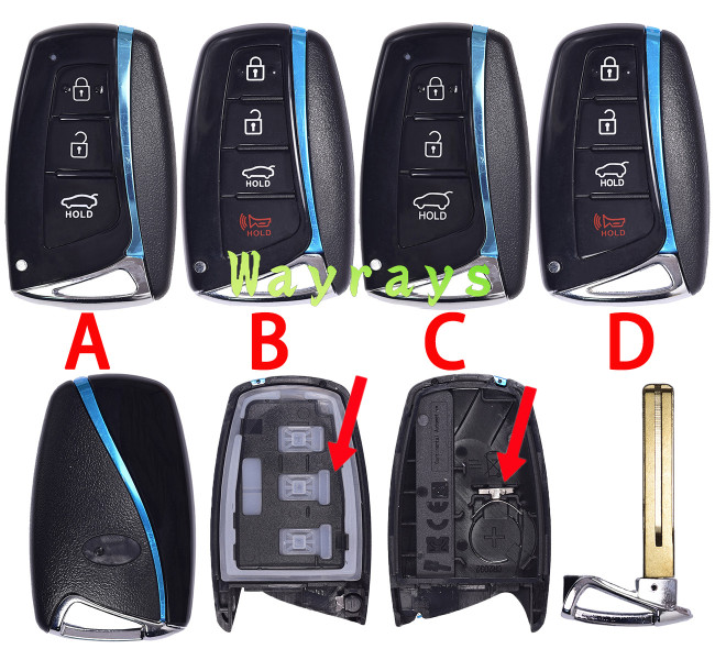 For Hyundai key black  with oval logo place