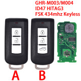For Mitsubishi GHR-M003/M004 ID47 chip HITAG3 with FSK 434mhz keyless 2/3 button remote key