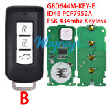 For Mitsubishi G8D644M-KEY-E ID46 chip PCF7952A with FSK 434mhz 2/3 button remote key