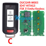 For Mitsubishi OUCGHR-M003 ID47 chip HITAG3 with FSK 315mhz keyless remote key