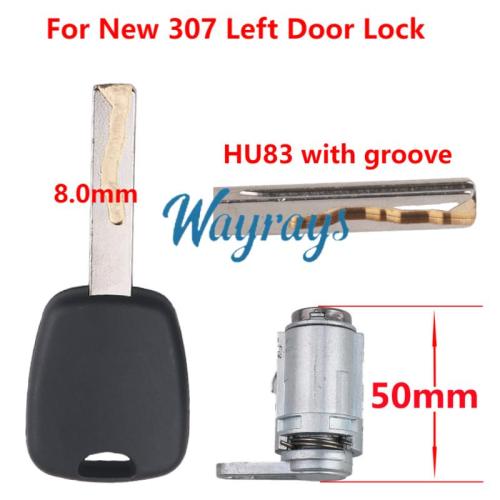 For Peugeot New 307 left door lock with HU83 key
