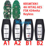 For Mitsubishi KR5MTXN1 4A chip HITAG AES with FSK 434mhz keyless remote key