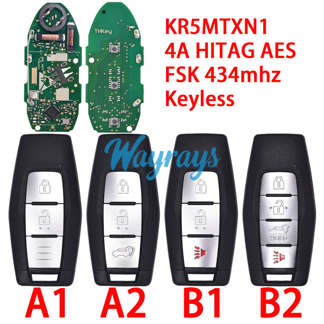 For Mitsubishi KR5MTXN1 4A chip HITAG AES with FSK 434mhz keyless remote key