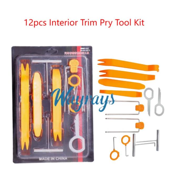12Pcs Car Interior Removal Tool Kit: Plastic Pry Bars, Trim Panel Clip Remover, and Screwdriver Set for Audio & Navigation Repair