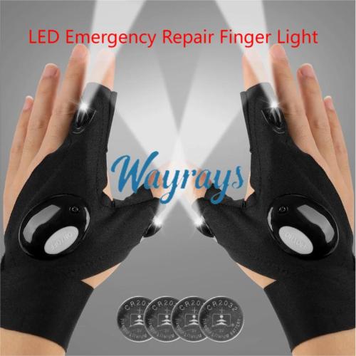 LED Flashlight Fishing Gloves — Luminous Fishing Gear, Emergency Repair, Night Fishing Illumination, Finger Light