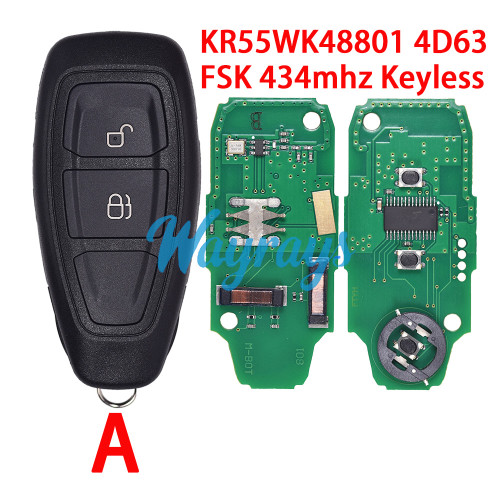 For Ford KR55WK48801 4D63 chip with FSK 434mhz keyless 2/3 button remote key