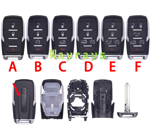 For Chrysler key shell with light with rectangle logo place
