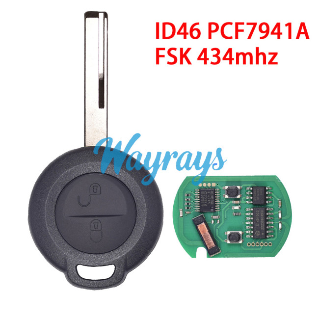 For Mitsubishi ID46 chip PCF7941A with FSK 434mhz 2 button remote key