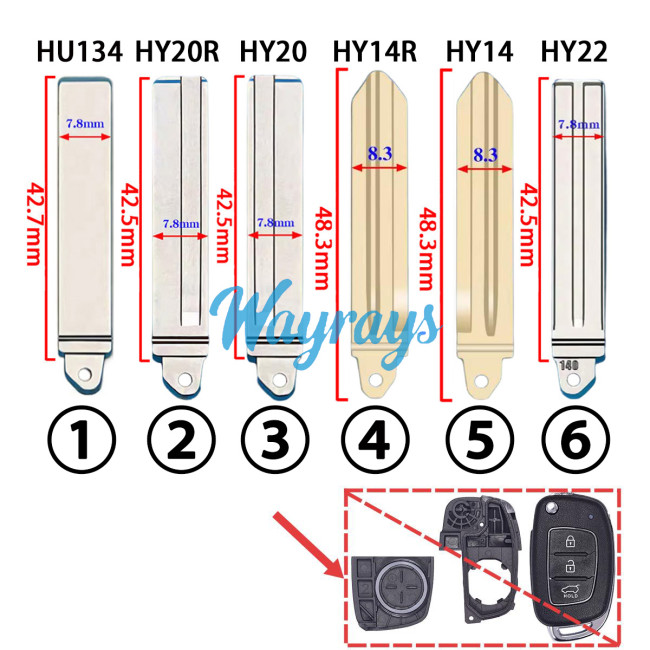 For Hyundai flip key blade,use for KZ-HYU025LO,pls note the key shell's interior in the piture before you buy