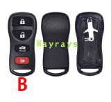 For Nissan Sentra key shell with rubber pad without logo