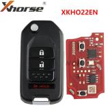 XKHO22EN Xhorse Honda type Second Generation 2+1 button wire remote key, Replace XKHO02EN