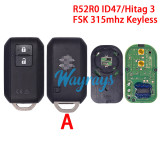 Original for Suzuki R52R0 ID47/Hitag 3 chip With FSK 315mhz keyless 2 button remote key