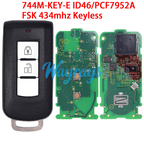 Original for Mitsubishi 744M-KEY-E ID46/PCF7952A chip With FSK 434mhz keyless 2 button remote key
