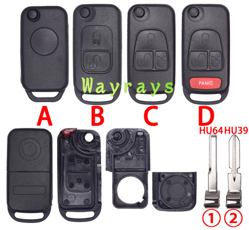 For Benz key shell  with round logo place Note:the A button don't have logo place