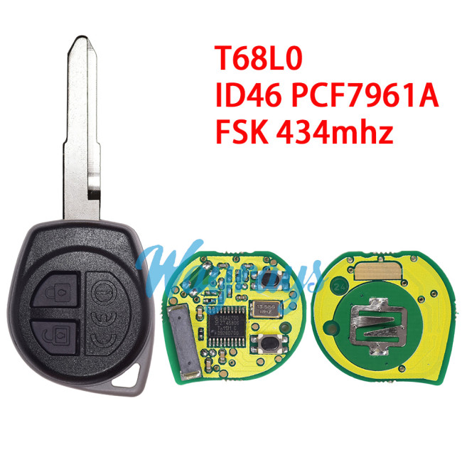 For Suzuki Swift T68L0 37145-71L20/71L21 ID46 chip PCF7961A with FSK 434mhz 2 button remote key