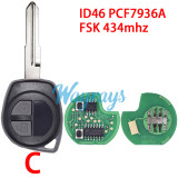 For Suzuki Swift TS004 KBRTS002 ID46 chip PCF7936A with FSK 434mhz 2 button remote key