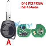 For Suzuki Swift TS004 KBRTS002 ID46 chip PCF7936A with FSK 434mhz 2 button remote key