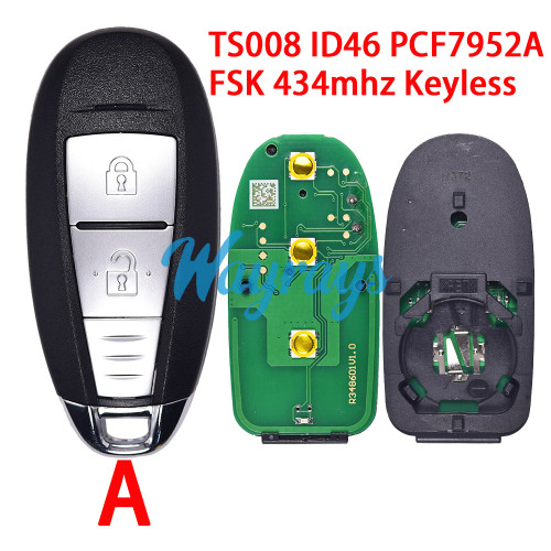 For Suzuki 37172-57L10 TS008 ID46 PCF7952A with FSK 434mhz keyless 2/3 button remote key