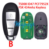 For Suzuki TS008 ID47 chip PCF7952X with FSK 434mhz keyless 2/3 button remote key