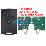 For Renault 2008-2011 Koleos1 285970037R ID46 chip PCF7952A with FSK 434mhz 4 button remote key,keyless