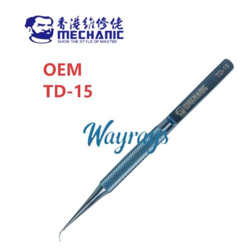 OEM MECHANIC TD-15 Repair Tweezers / Chip Gripper — Industrial-Grade Bent-Tip Precision Tweezers