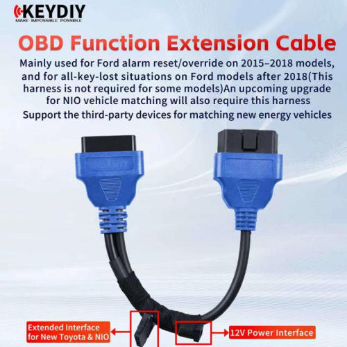 2026 KEYDIY OBD function expansion harness,Primarily used for disabling alarms on 2015–2018 Ford models, and for  all keys lost  scenarios on Ford models from 2018 onwards (this cable is not required for certain models).