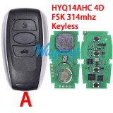For Subaru HYQ14AHC 4D chip with FSK 314mhz keyless 3/3+1 button remote key