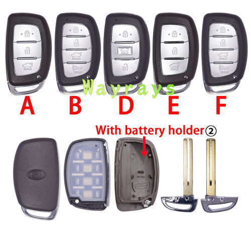 [with battery holder ②] For Hyundai key shell with oval logo place