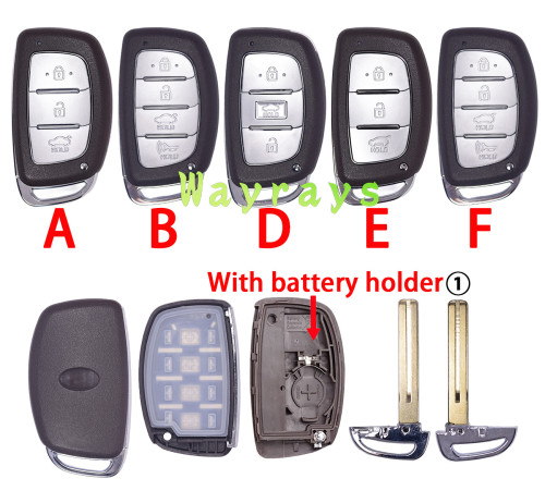 [with battery holder ①] For Hyundai key shell with oval logo place
