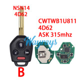 For Subaru CWTWB1U811 4D60/4D62/4D82 chip with ASK 315mhz 3+1 button remote key