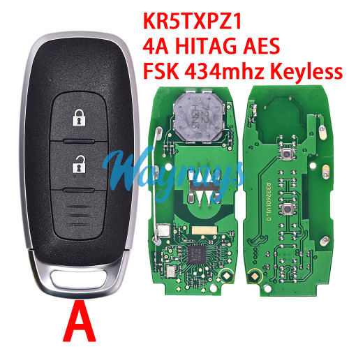 For NIissan KR5TXPZ1 285E3-5MR0B 285E3-5MR1B 285E3-6LY1A S180146119 4A chip HITAG AES with FSK 434mhz keyless remote key