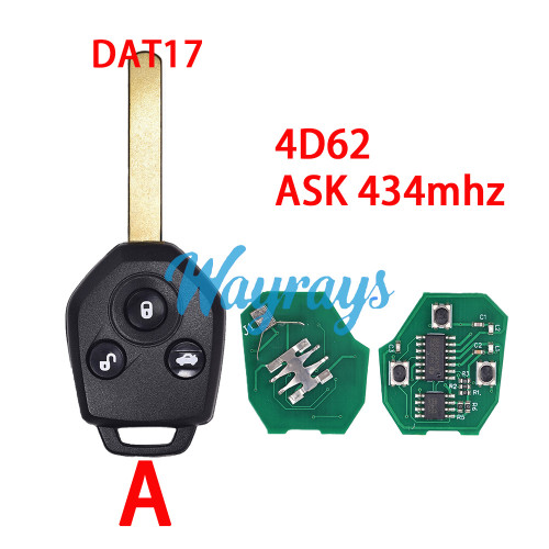 For Subaru 4D62 chip with ASK 434mhz 3 button remote key