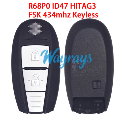 Original for Suzuki R68P0 ID47 HITAG 3 chip With FSK 434mhz keyless 2 button remote key