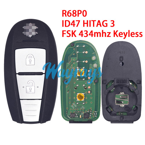 Original for Suzuki R68P0 ID47 HITAG 3 chip With FSK 434mhz keyless 2 button remote key