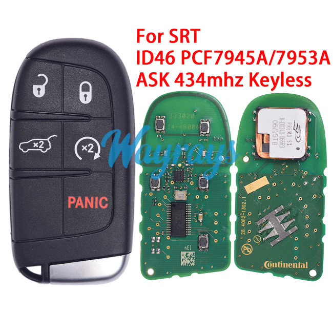 Original for Jeep SRT ID46 chip PCF7945A/7953A with ASK 434mhz keyless 4+1 button remote key