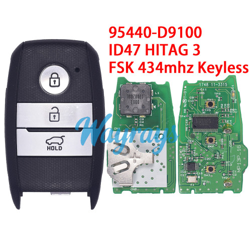 Original for Kia 95440-D9100 ID47 HITAG 3 chip With FSK 434mhz keyless 3+1 button remote key