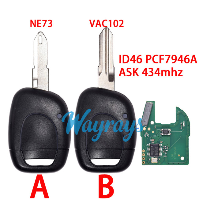 For Renault ID46 chip PCF7946A with ASK 434mhz 1 button remote key