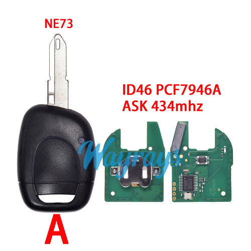 For Renault ID46 chip PCF7946A with ASK 434mhz 1 button remote key